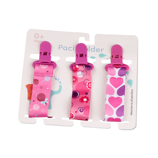 Baby Pacifier Clip Set – Cartoon Pattern Teether Pack of 3 | Newborn & Infant