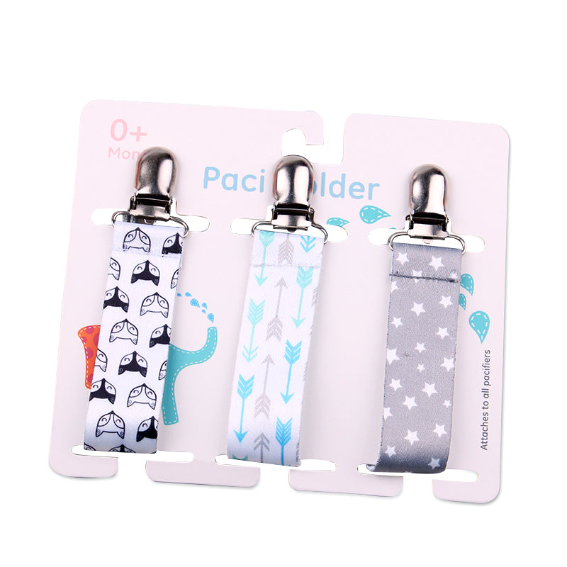 Baby Pacifier Clip Set – Cartoon Pattern Teether Pack of 3 | Newborn & Infant