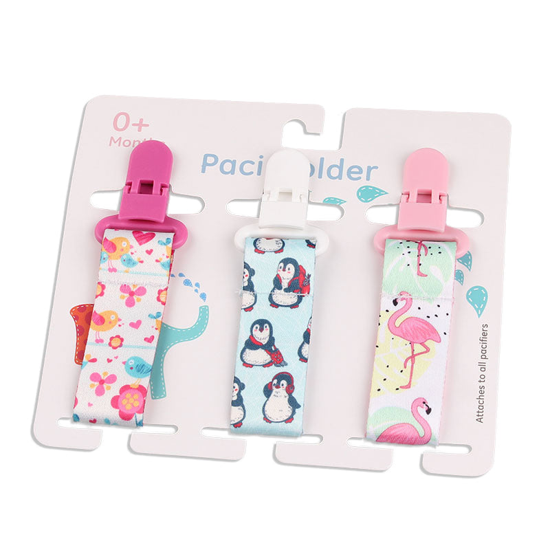 Baby Pacifier Clip Set – Cartoon Pattern Teether Pack of 3 | Newborn & Infant