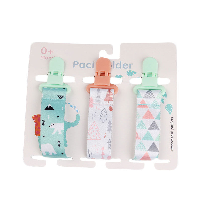 Baby Pacifier Clip Set – Cartoon Pattern Teether Pack of 3 | Newborn & Infant