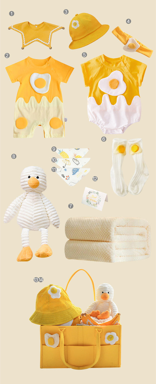 Newborn Baby Gift Box | Korean Cotton Clothing Set | 14-Piece Layette Bundle