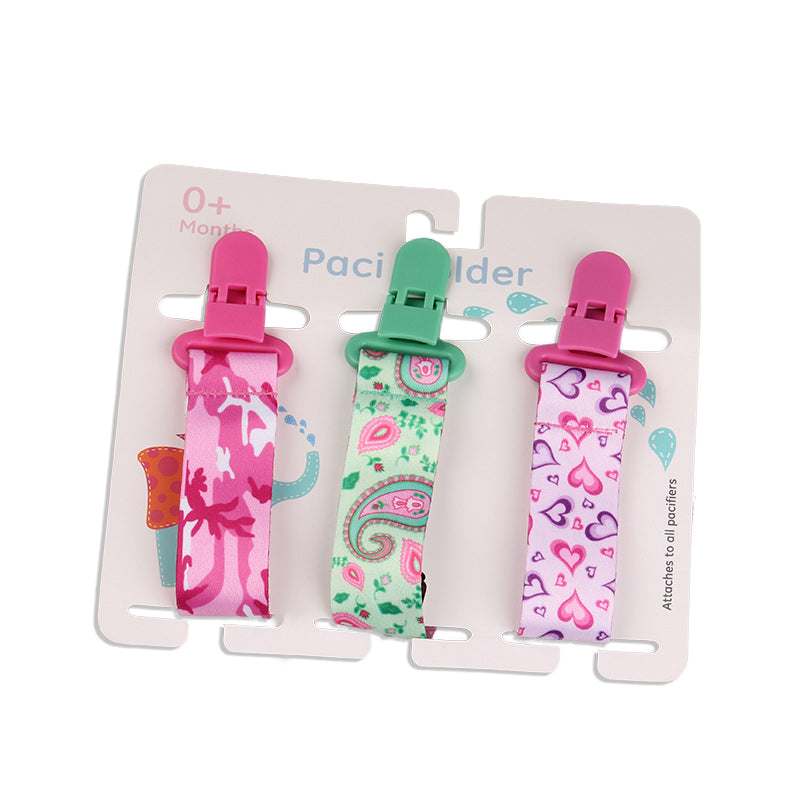 Baby Pacifier Clip Set – Cartoon Pattern Teether Pack of 3 | Newborn & Infant