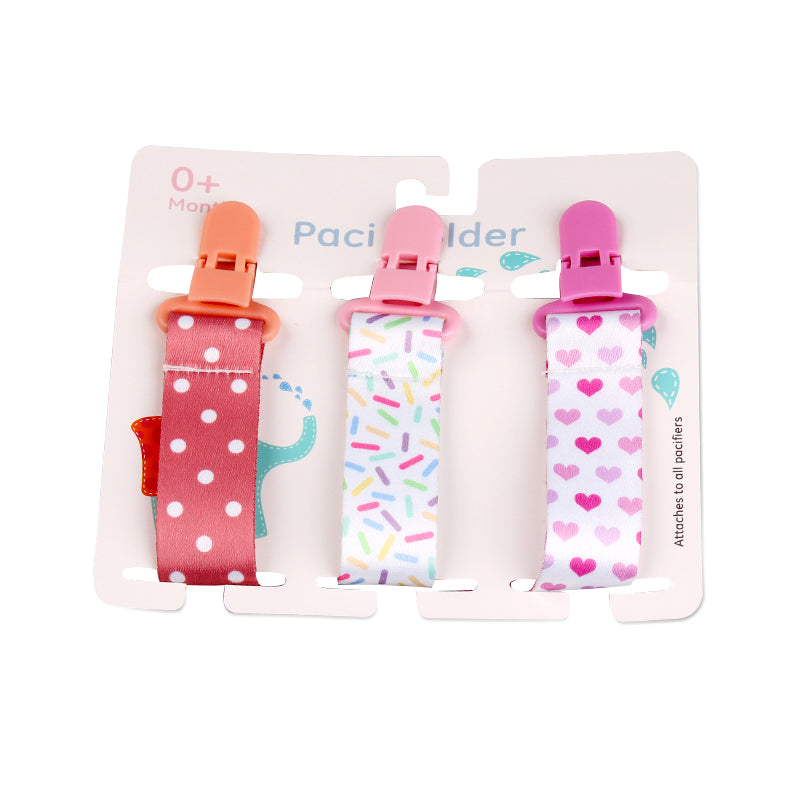 Baby Pacifier Clip Set – Cartoon Pattern Teether Pack of 3 | Newborn & Infant