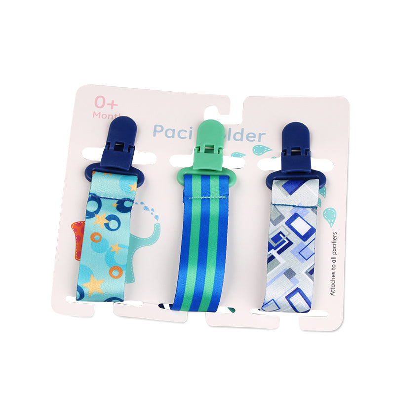 Baby Pacifier Clip Set – Cartoon Pattern Teether Pack of 3 | Newborn & Infant