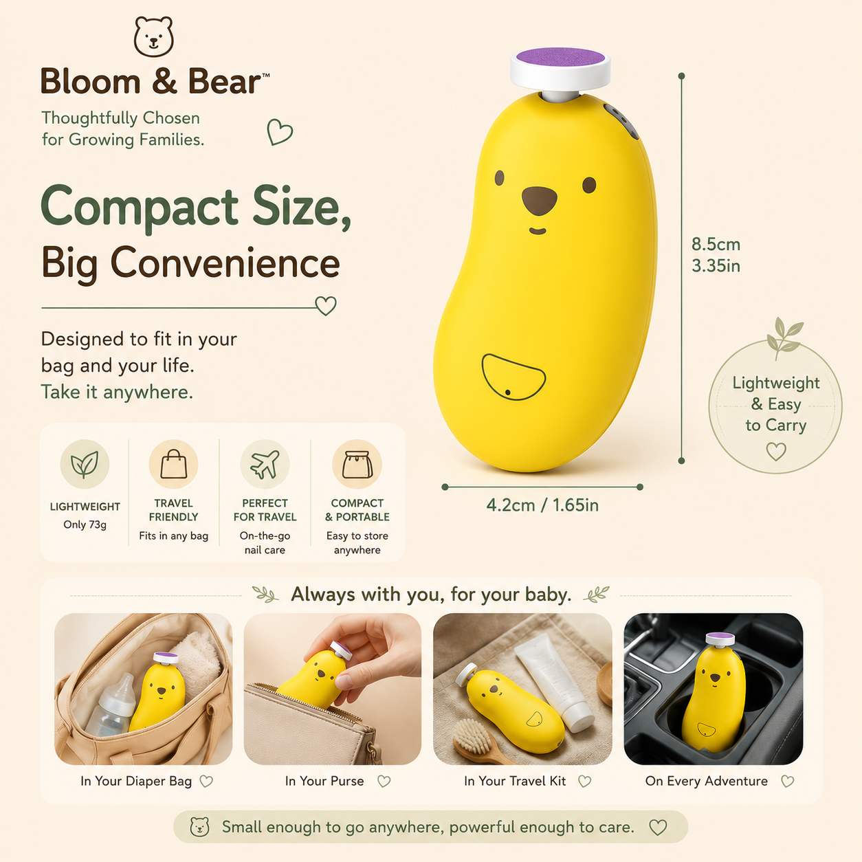 Compact rechargeable baby nail trimmer perfect for travel