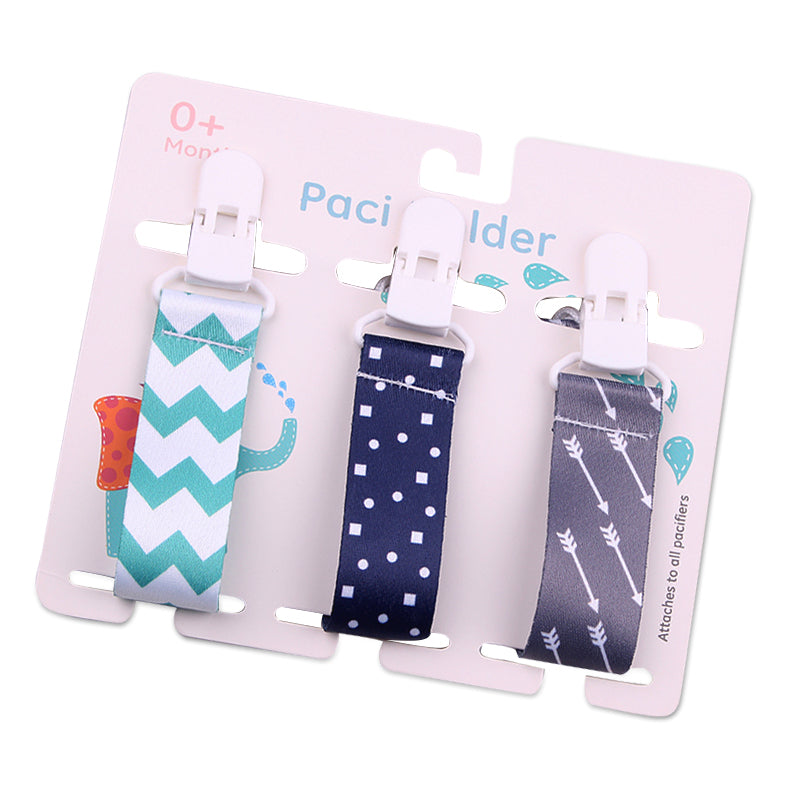 Baby Pacifier Clip Set – Cartoon Pattern Teether Pack of 3 | Newborn & Infant