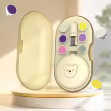 Open Bloom & Bear electric baby nail trimmer kit with storage case and polishing pads
