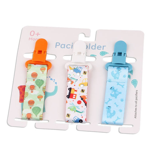 Baby Pacifier Clip Set – Cartoon Pattern Teether Pack of 3 | Newborn & Infant
