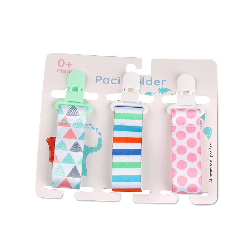 Baby Pacifier Clip Set – Cartoon Pattern Teether Pack of 3 | Newborn & Infant