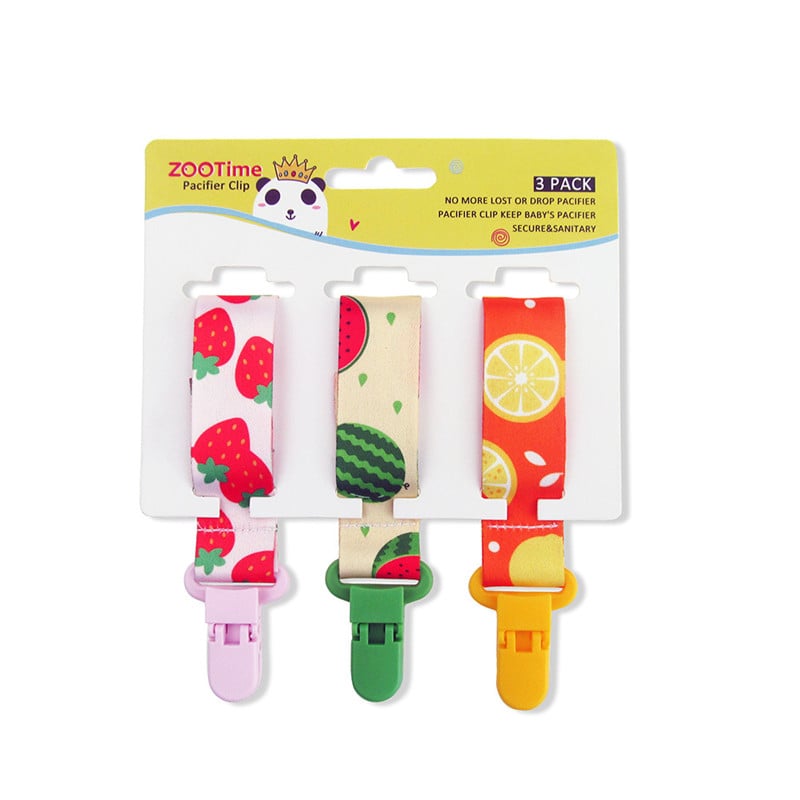 Baby Pacifier Clip Set – Cartoon Pattern Teether Pack of 3 | Newborn & Infant