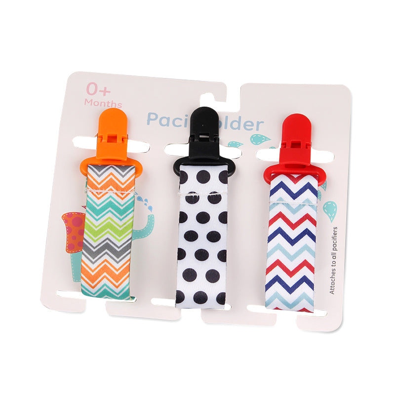 Baby Pacifier Clip Set – Cartoon Pattern Teether Pack of 3 | Newborn & Infant